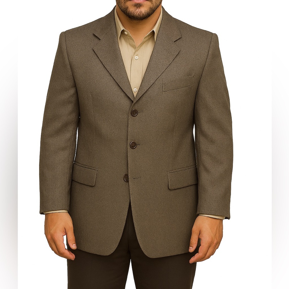 Joseph Abboud Taupe Brown and Black Lightweight Tweed Wool Men's Blazer